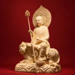 地藏王菩萨桧木骑狮像｜高32厘米 - 图片 2