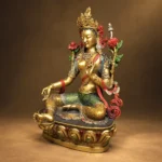 绿度母铜像｜莲花座・高21.5厘米 - 图片 2
