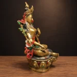 绿度母铜像｜莲花座・高21.5厘米 - 图片 3