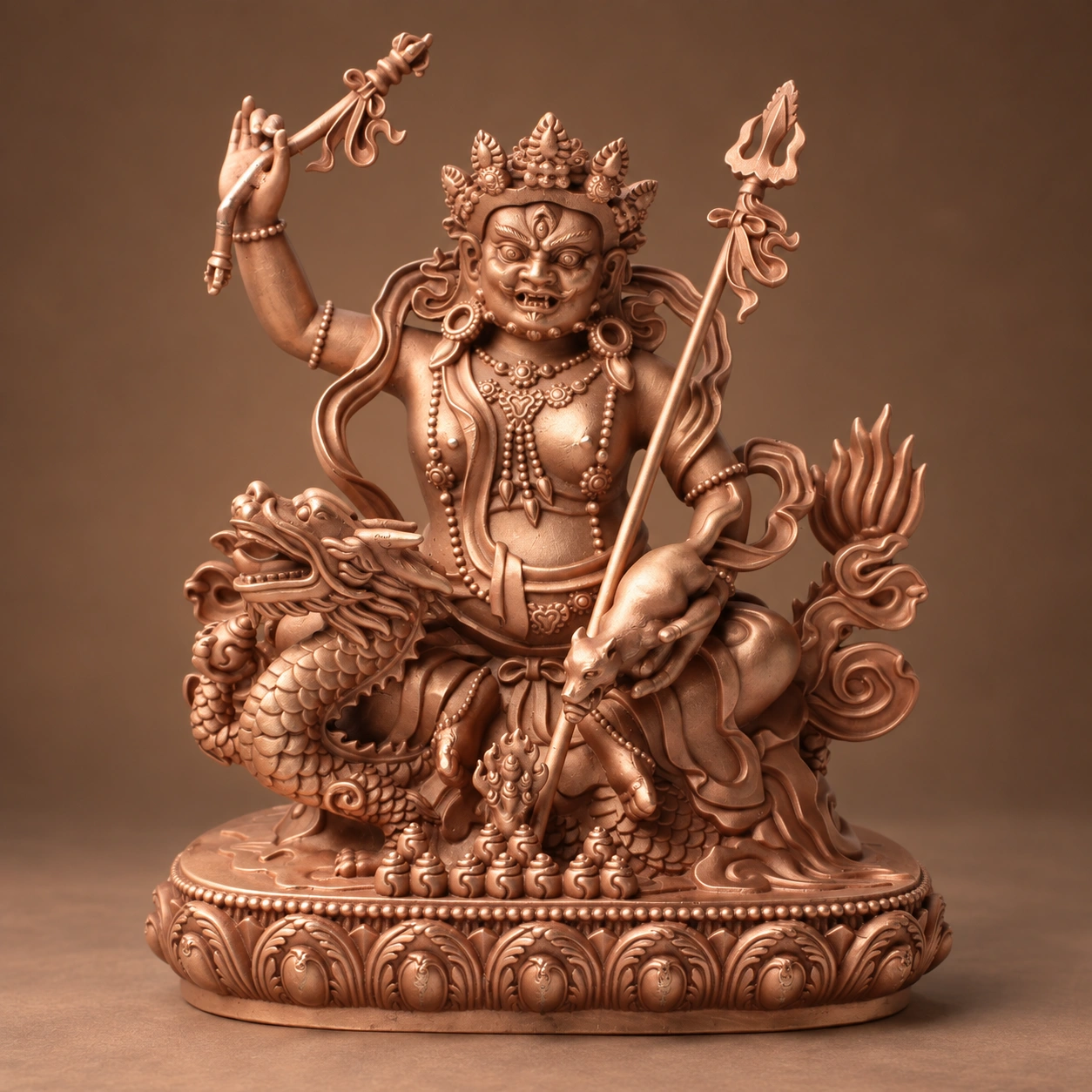 NEXT049_front White Jambhala (白财神) Red Copper Statue – Wealth & Protection · 11 cm - Image 1