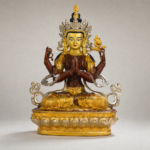 Guanyin (观音菩萨) Four-Armed Brass Statue – Compassion & Protection · 31 cm