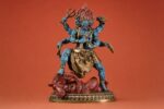 Six-Armed Mahakala (大黑天) Painted Brass Statue – Protection & Courage · 25 cm
