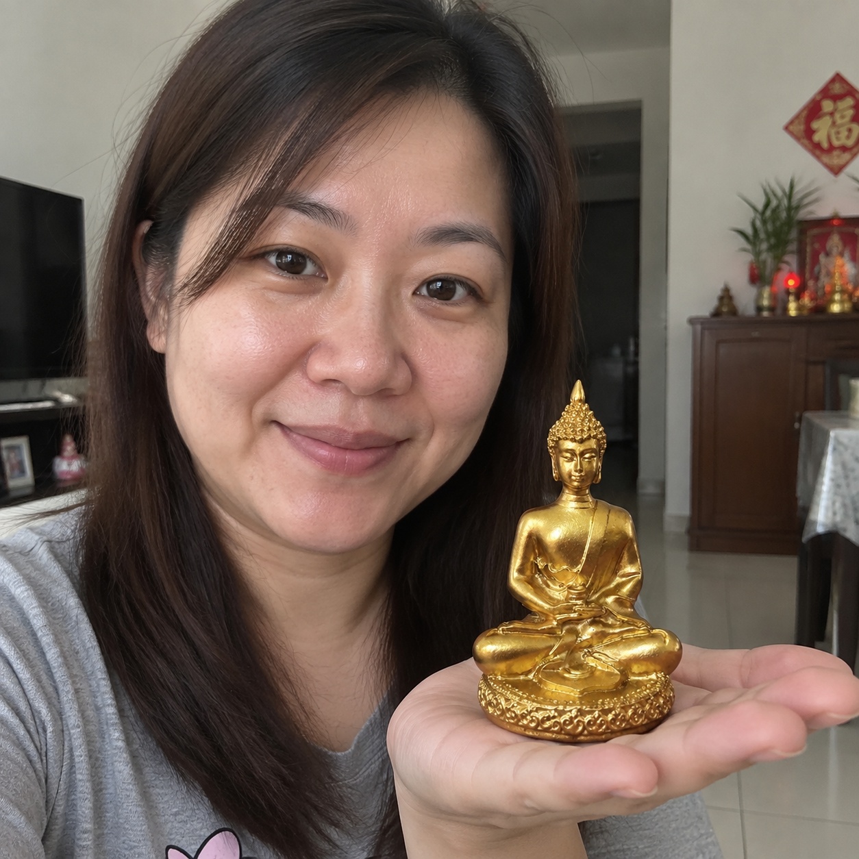 Thai Meditation Buddha 泰式禅修佛 statue in a home